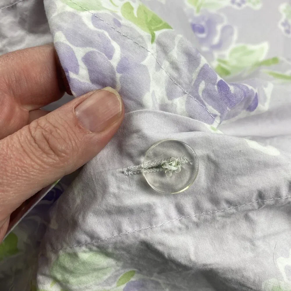 Pottery Barn Kids Twin Duvet Comforter Cover purple Roses Flowers /Green Leaves